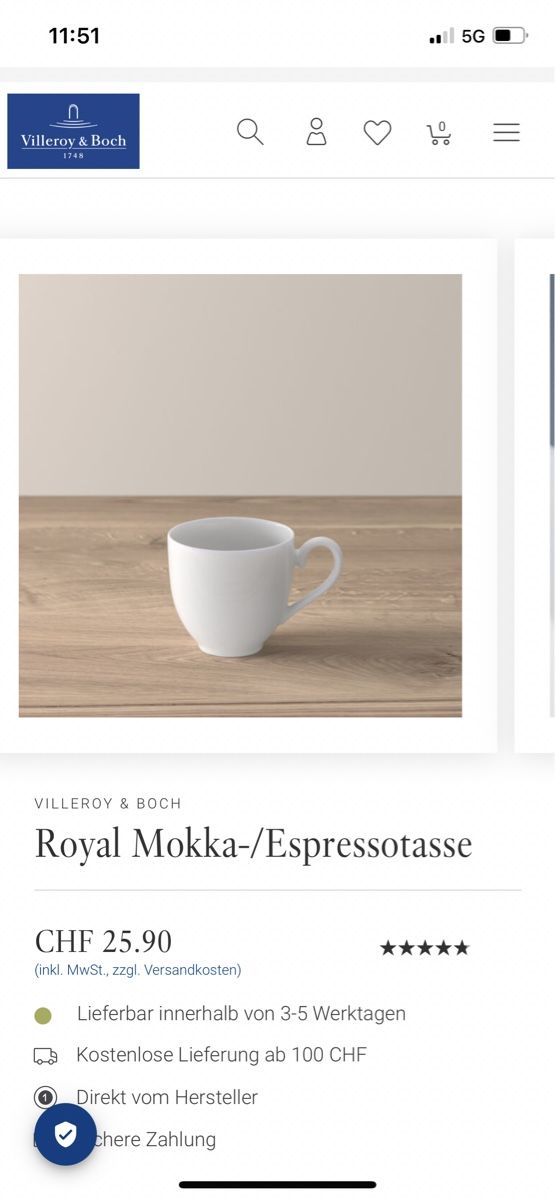 Villeroy & Boch Geschirrsets: Villeroy & Boch Espressotassen – Gebraucht aus Rüti ZH von kar_xx9l 3