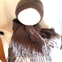 Stirnband und Schal grau Handarbeit NEU