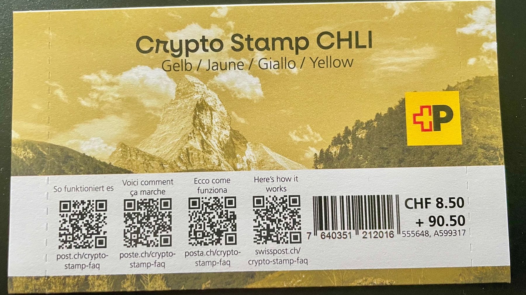 Tutti i francobolli: Crypto25 - CHLI Sonderblock gelb, CH. – Nuovo (secondo la descrizione) da Bern venduto da schm1969