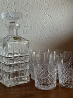 Karaffe mit 6 Gläsern, Kristallglas, sehr guter Zustand