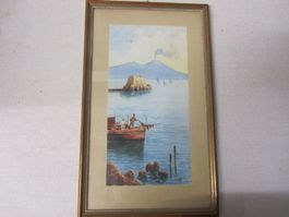 Fischer bei Neapel-Aquarell 1 H.20 Jhdt.