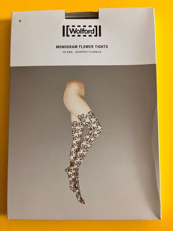 WOLFORD Strumpfhose MONOGRAM FLOWER TIGHTS, Gr. S Schwarz