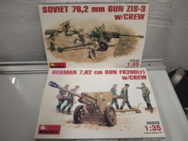 Maquettes MiniArt canons soviétique et allemand 1:35