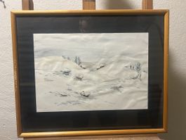 Aquarell Winterlandschaft – Künstler Matter – gerahmt