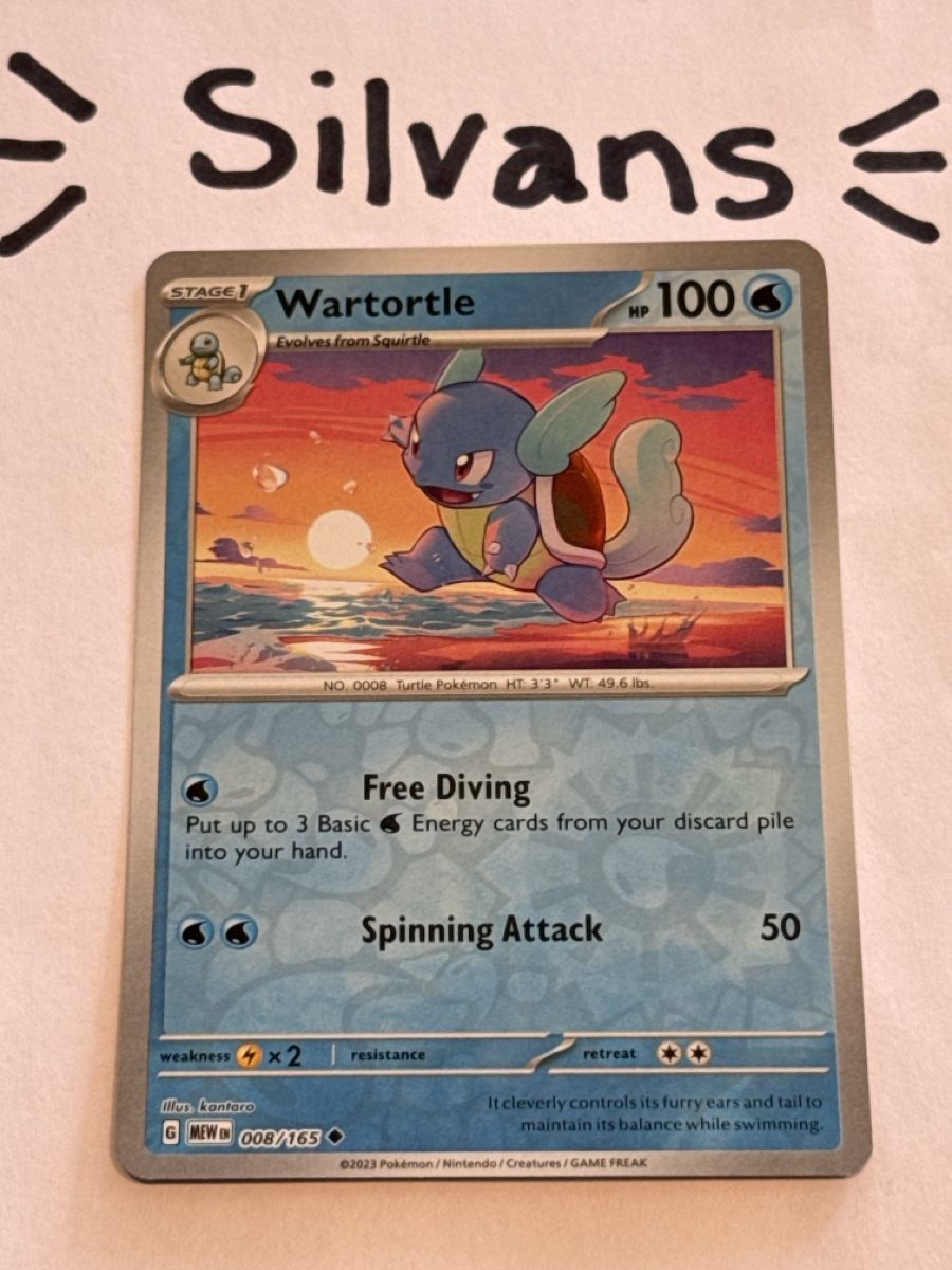 Pokémon Carte collezionabili: Wartortle Reverse Holo MEW 008 Englisch – Nuovo (secondo la descrizione) da Wil SG venduto da Silvans