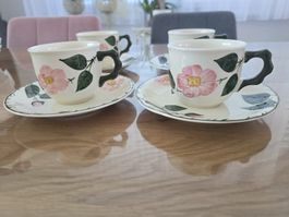 Villeroy & Boch Wild-Rose 4 Kaffeetassen mit Untertassen
