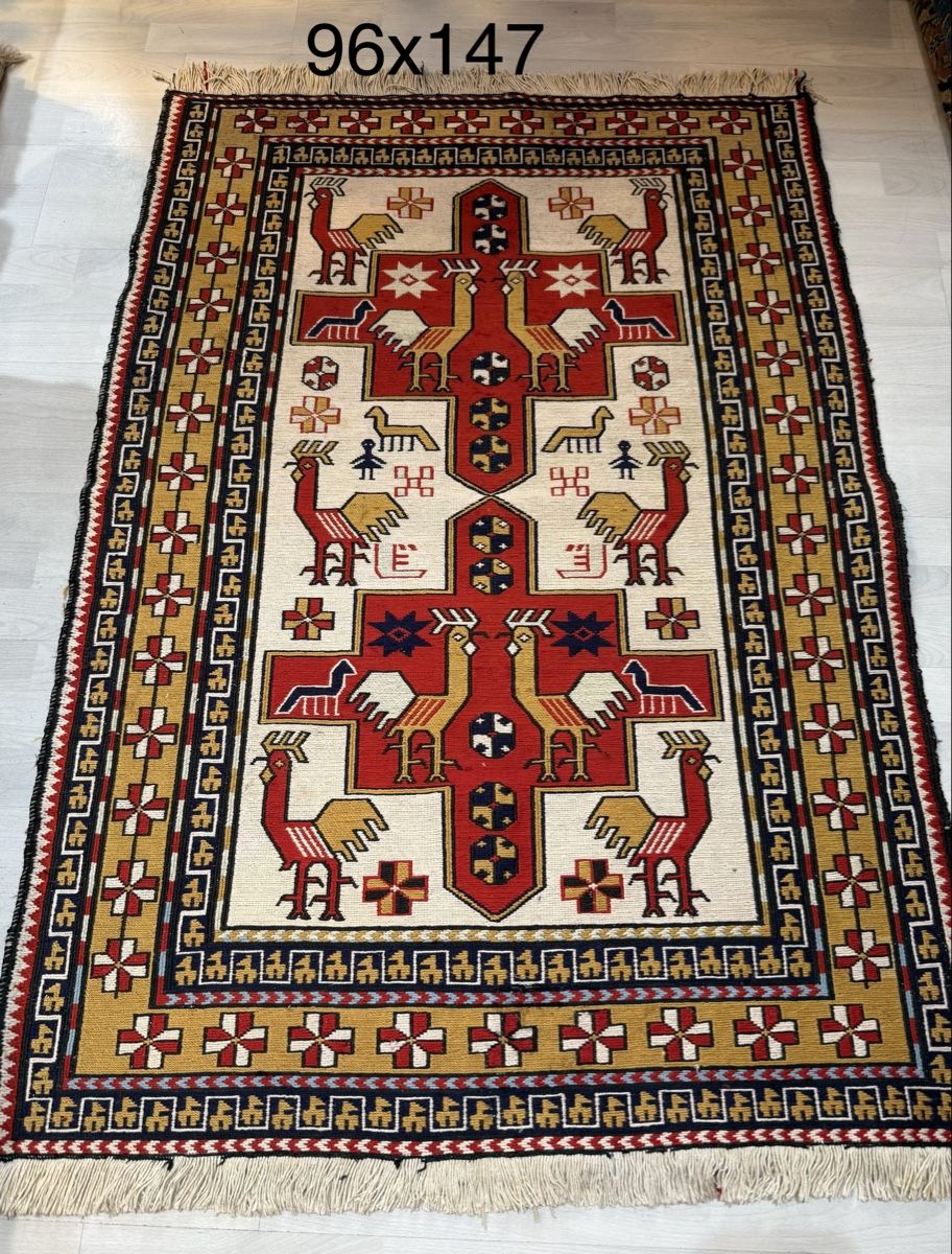 Kelim Tappeti: Kelim,Handgewebter Teppich 96x147 – Usato da Büron venduto da Filadefia-888 1