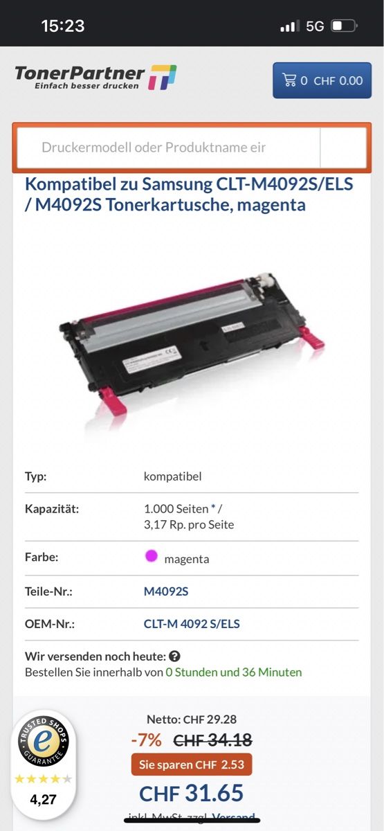 Samsung Cartucce per stampanti & toner: Druckerpatronen Samsung – Nuovo e nell'imballaggio originale da Zürich venduto da Rza8 4