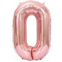 40" XL Metallic Zahlenballon Rose 0 - KOSTENLOSER VERSAND