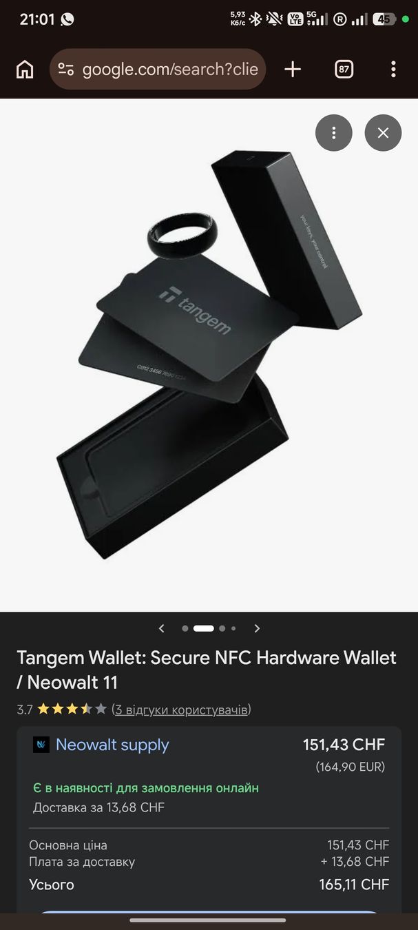 Portafogli: Hardware-Krypto-Tangem Wallet (Cold Wallet) – Nuovo e nell'imballaggio originale da Grindelwald venduto da Black_stalker 3