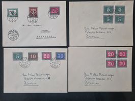 4 Briefe mit PAX Ausgaben - alle Ersttag 9.V.1945