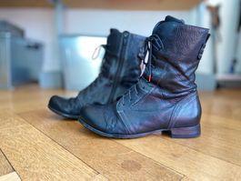 Bottes "Think!" en cuir avec fermeture éclair et lacets - 37