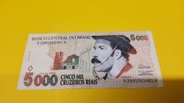 Brasilien 5000 Cruzeiros Reais Banknote, Top Zustand!