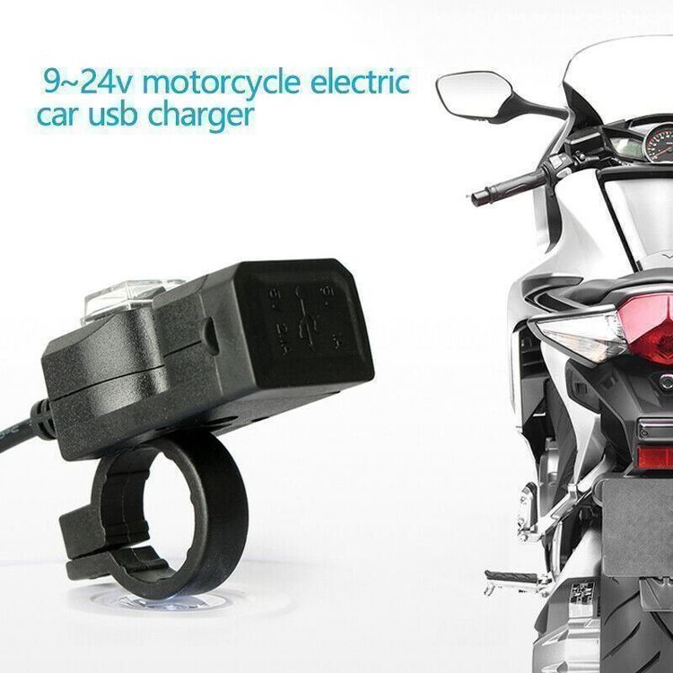 2in1 Motorrad 2 USB Ladegerät +C. KABEL