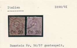 Italien - 1863 -2 Marken gestempelt-top Erhaltung