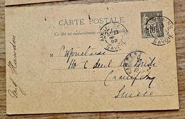 FRANCE entier postal AIX-LES-BAINS - CHAMPERY, 1892