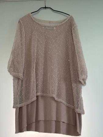 Leichtes Sommeroberteil mit Glitzer-Details, Gr. L