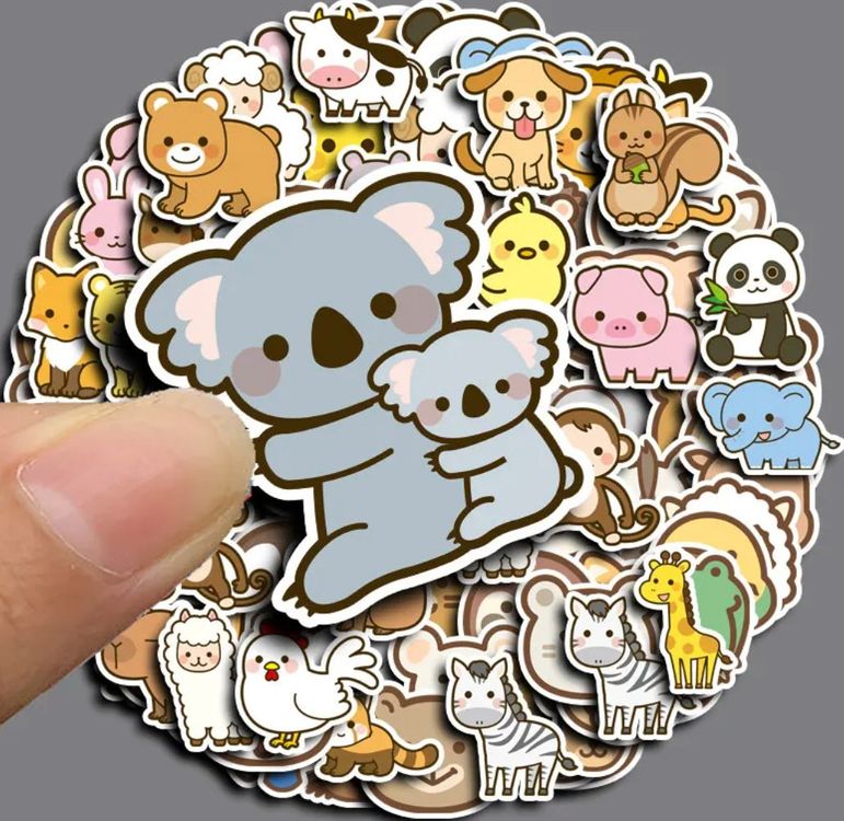 100 Stk. Aufkleber/Sticker - Süsse Cartoon Tiere (Neu und ...