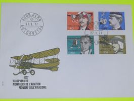 FDC Schweiz 1977 – Flugpioniere komplett – Sondermarken