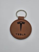 ⚡ Tesla Schlüsselanhänger Leder mit Lasergravur