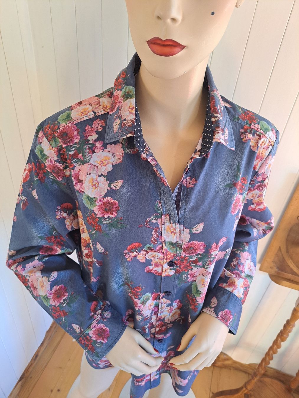 Walbusch Camicette: WALBUSCH Hemdbluse langärmelige Bluse 46 L Rosen – Usato da Mollis venduto da Fauchi99 3