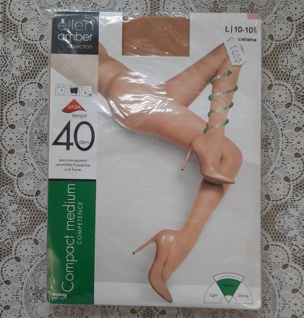 Ellen Amber Compact Medium Strumpfhose 40den Gr.L Porcelaine