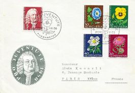 PRO JUVENTUTE FDC Satz 1958 BLUMEN etc.