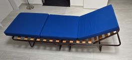 Klappbett mit Lattenrost und Matratze blau 190x75 cm