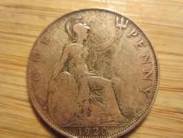 Münze antik England 1 Penny 1920
