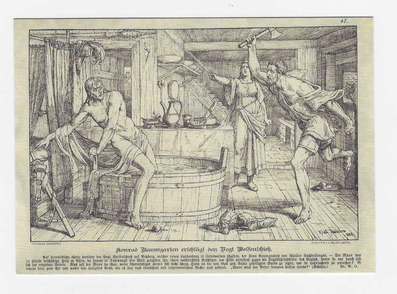 Cartoline postali: Ansichtskarte: Druck von Stich Konrad Baumgarten, 1886 – Usato da Luzern venduto da gil_9jtr