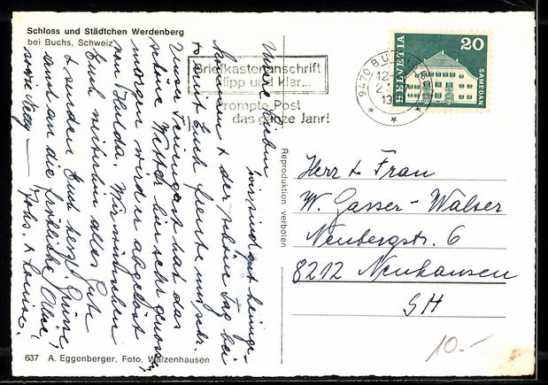 Cartes postales: Werdenberg bei Buchs, Schloss und Städt – D'occasion à Berlin par bartko-reher 1
