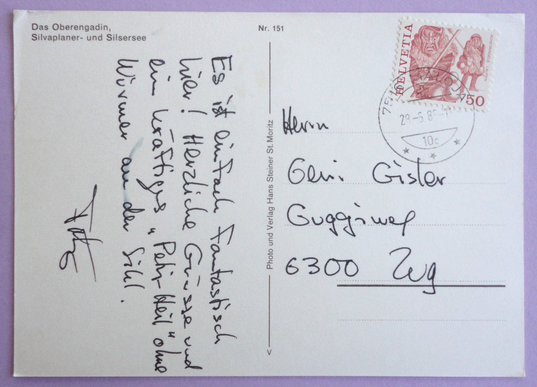 Cartoline postali: Silvaplaner- und Silsersee – Usato da Fétigny venduto da Billy2miny 1