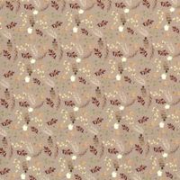 Baumwolljersey Digital Blätter & Blümchen dunkelbeige