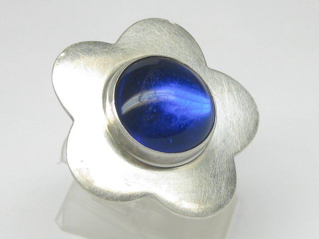 Anelli: Vintage Ring Silber 800 CHG blauer Stein Blume Gr. 55 – Usato da Ermatingen venduto da Decovin 4