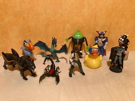 10 figurines vintage, dragon, Batman