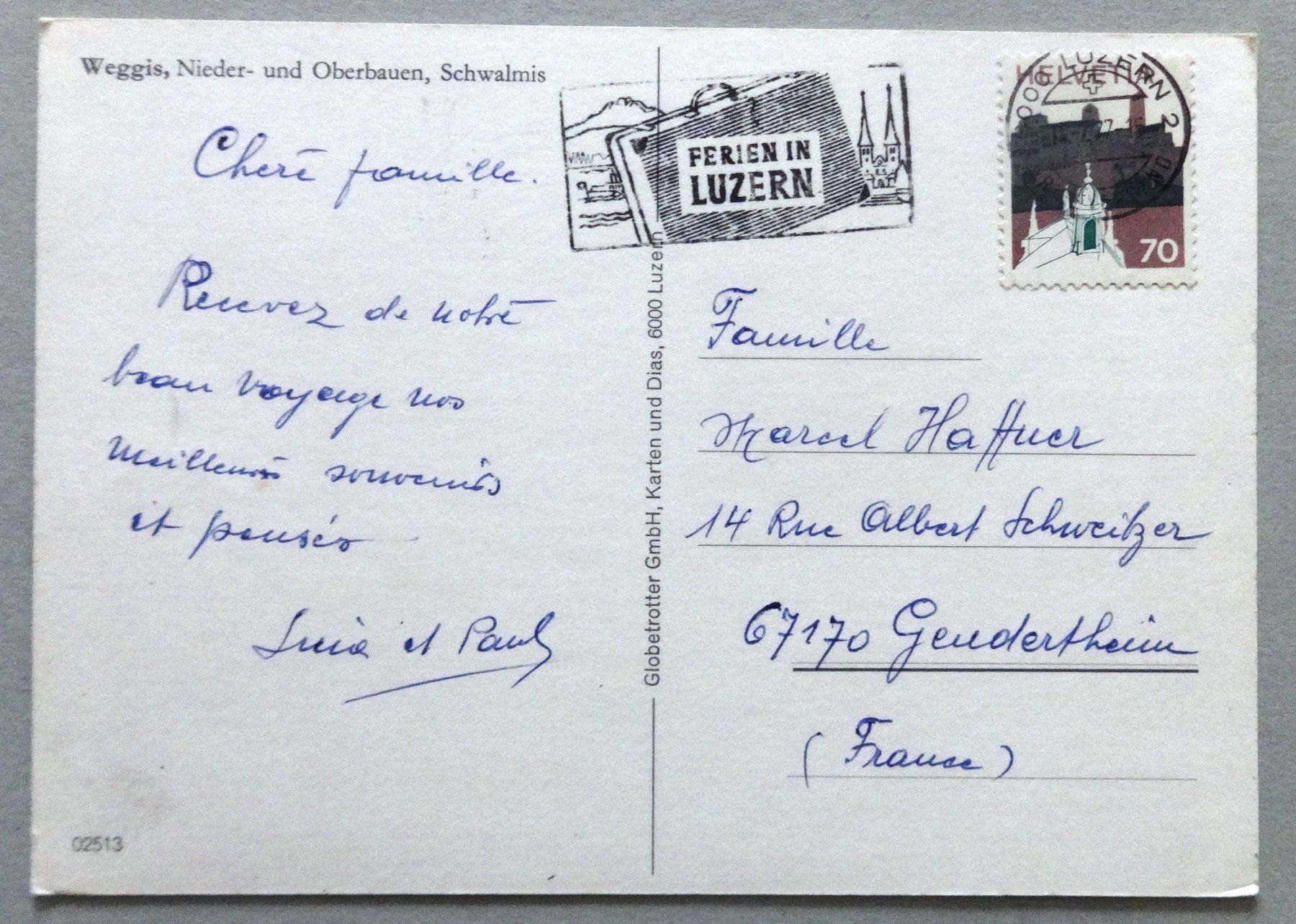 Cartoline postali: Weggis, Nieder- und Oberbauen, Schwalmis – Usato da Fétigny venduto da Billy2miny 1