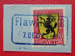 1924 BAHNPOST: Flawil S.B.B, hellblauer Stempel, sauber.