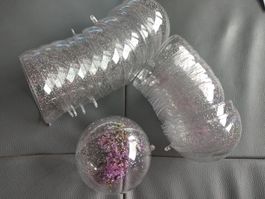 12 Kugeln Plastik silber glitzer basteln befüllen neu 8cm
