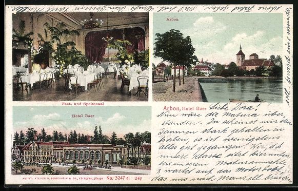 Cartoline postali: Arbon, Hotel Baer mit Fest- und Speisesa – Usato da Berlin venduto da bartko-reher