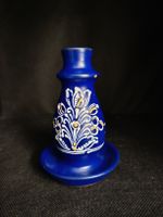 Kerzenständer aus Ton Blau Bemalt 12cm Hoch 