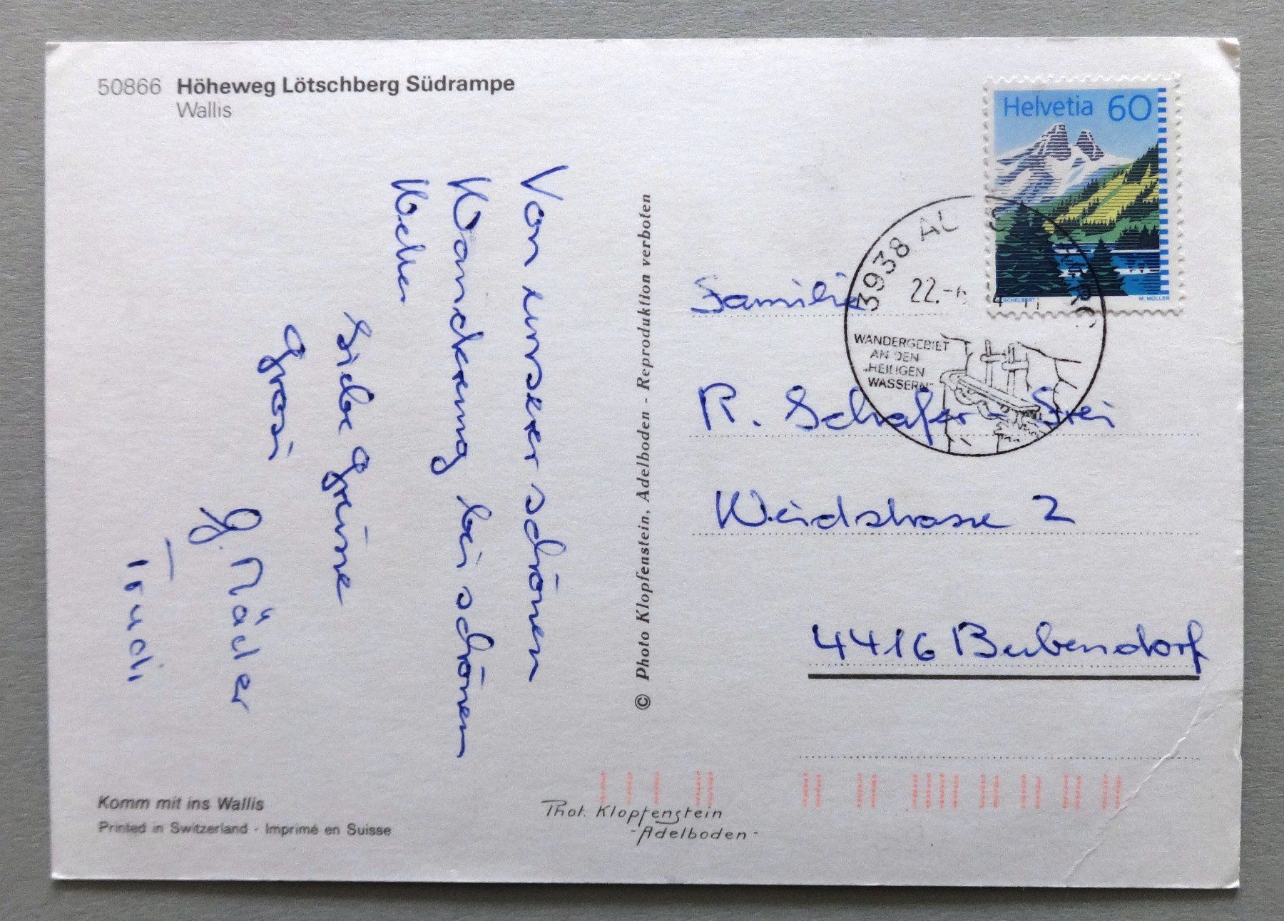 Cartoline postali: Höheweg Lötschberg Südrampe – Usato da Fétigny venduto da Billy2miny 1
