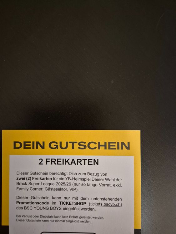 Buoni: BSC Young Boys Gutschein zu verkaufen – Nuovo (secondo la descrizione) da Bellach venduto da Ares84 1