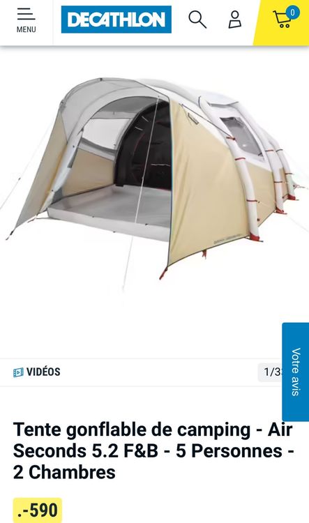 Tente De Camping 3 Places - Dôme Bleu - NEUVE Avec Sac De Transport