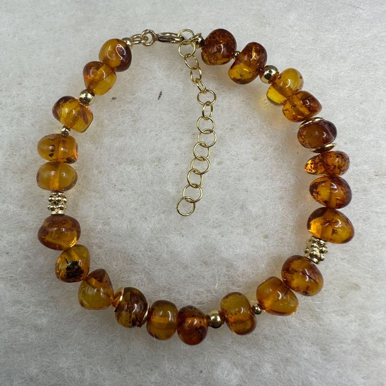 Bracciale Donna In Ambra E Argento 925 - Fiore Colorato Naturale - Gioiello Regalo In Confezione Ecologica