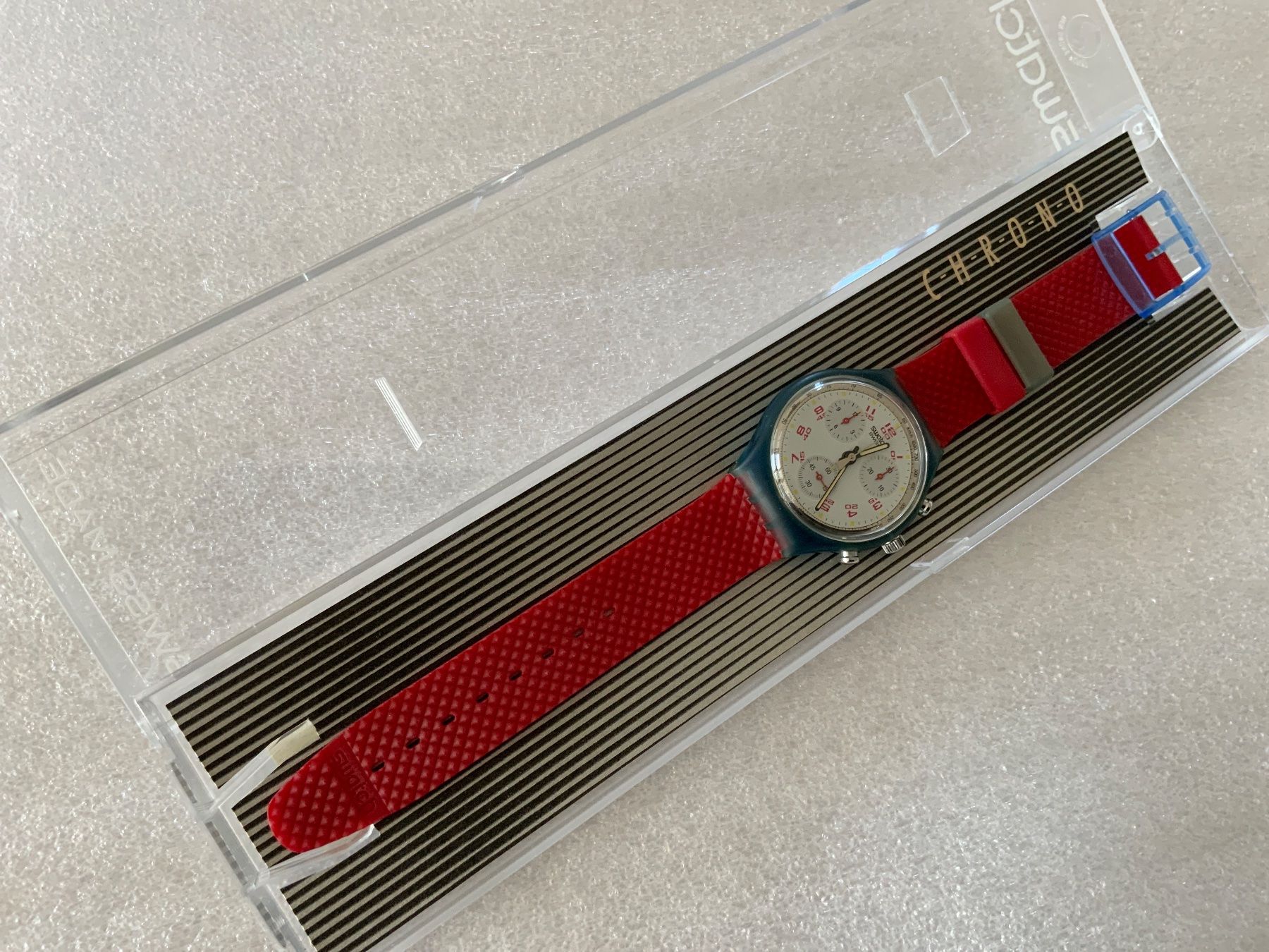 Swatch Orologi: JFK Swatch CHRONO ★ ungetragen - VINTAGE – Nuovo e nell'imballaggio originale da Wettswil venduto da rotonda 6