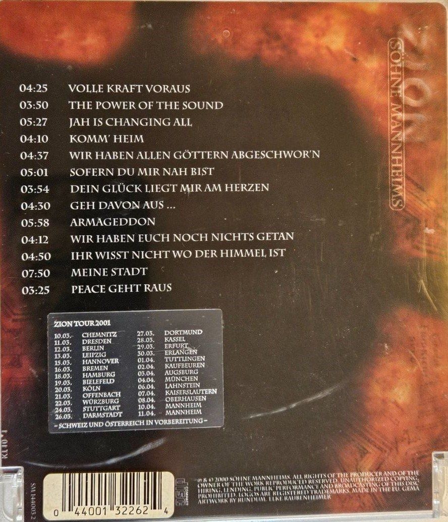 CD: Söhne Mannheims - Zion – Usato da Wettingen venduto da Licht08 1