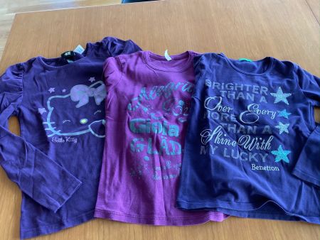 3x TShirt 1x 122/128, BENETTON Gr. S/5-6, M/7-8