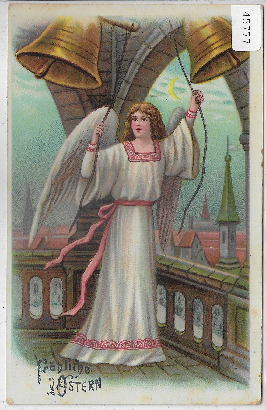 Cartes postales: Fröhliche Ostern - Engel im Glockenturm - Litho – D'occasion à Ettingen par Kartenplanet