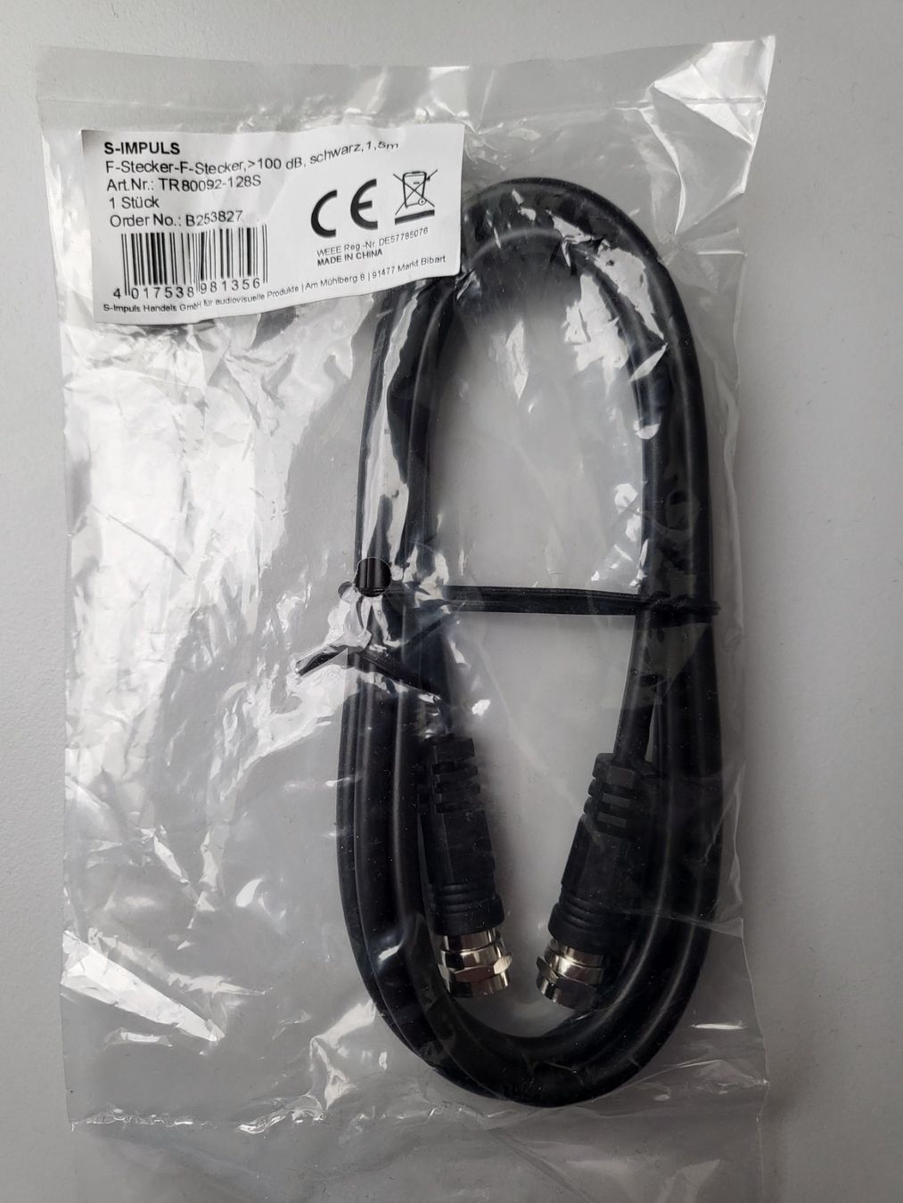 Kabel: Sat-Anschlusskabel 2x F-Stecker 1.5m – Gebraucht aus Luzern von Dealgood 1