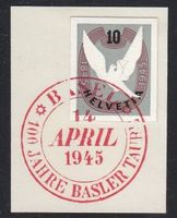 W 22 Einzelwert aus Jubiläumsblock Basler Taube ET 14.4.1945